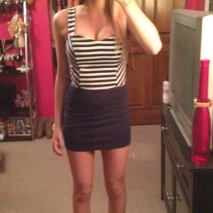 Navy & white striped Charlotte Russe top- size small